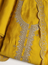 Neck Embroidered Chanderi Unstitched Suit With Dupatta